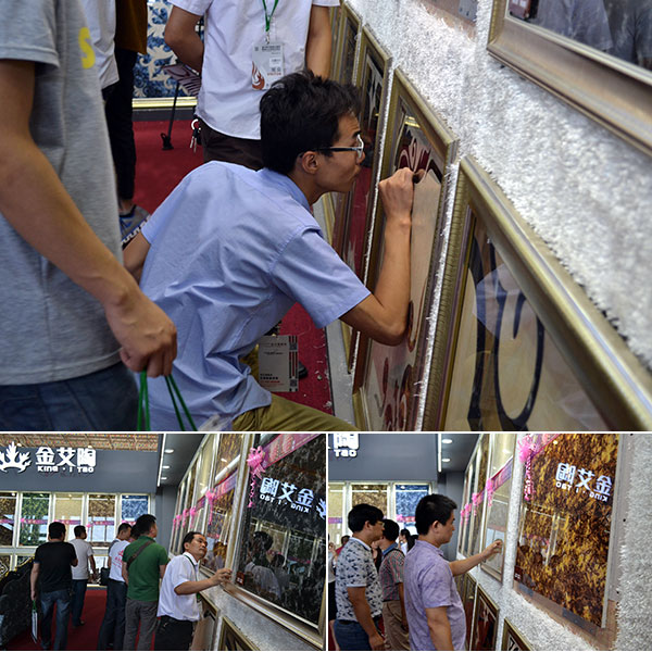 現場客商仔細觀摩91看片的免费的网站陶2.0道厚係列爆晶微晶石