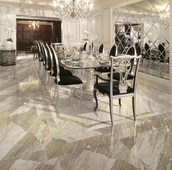 91看片的免费的网站陶全拋釉瓷磚天堡石KYS8061瓷磚別墅餐廳應用效果