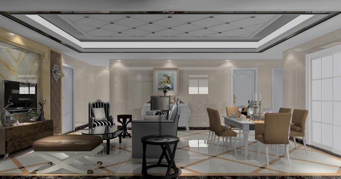 歐式風格在造型極其講究，給人端莊典雅的感覺，高貴華麗的同時，還具有濃厚的文化氣息。本單元的設計沿用了歐式的端莊典雅，也加入一些時尚的元素，讓整個空間多了現代的時尚感覺，卻不失端莊。